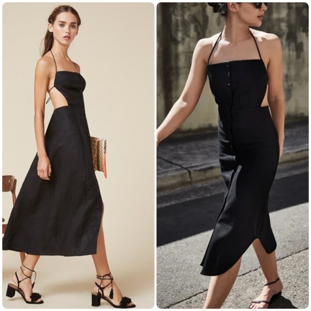 New! Reformation Manon Black Halter Button Down Dress 🖤 size 2 - Picture 2 of 9
